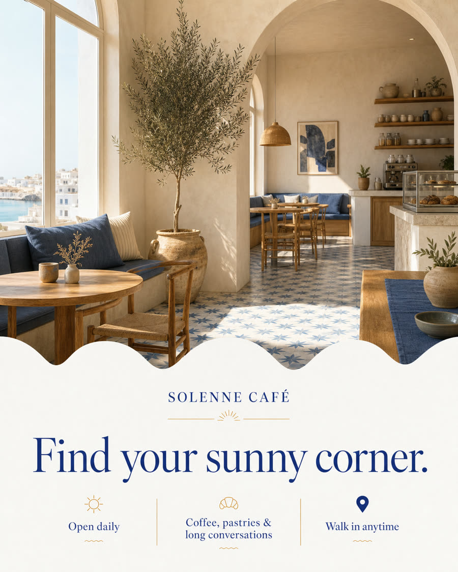 Solenne cafe website, visit page